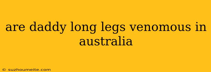 Are Daddy Long Legs Venomous In Australia