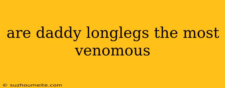 Are Daddy Longlegs The Most Venomous