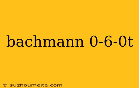 Bachmann 0-6-0t