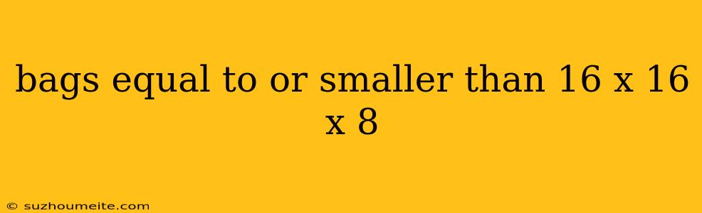 Bags Equal To Or Smaller Than 16 X 16 X 8