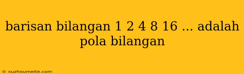 Barisan Bilangan 1 2 4 8 16 ... Adalah Pola Bilangan