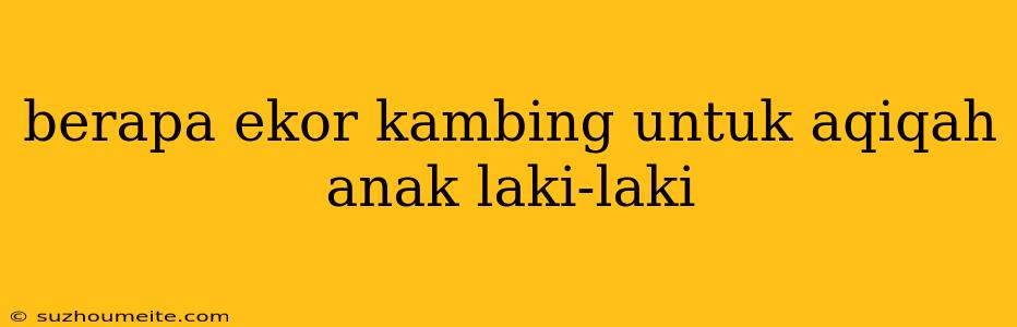 Berapa Ekor Kambing Untuk Aqiqah Anak Laki-laki