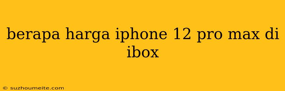 Berapa Harga Iphone 12 Pro Max Di Ibox