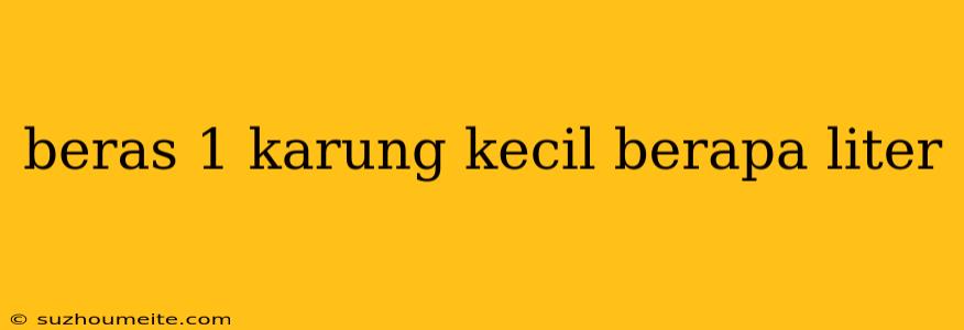 Beras 1 Karung Kecil Berapa Liter