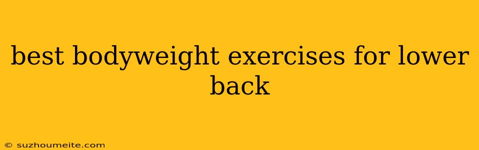 Best Bodyweight Exercises For Lower Back