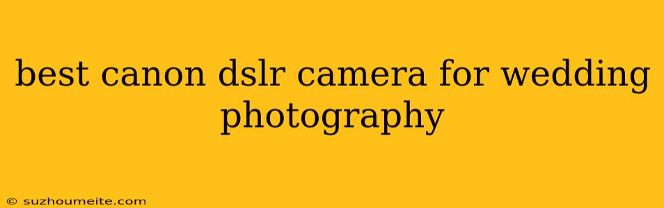 Best Canon Dslr Camera For Wedding Photography