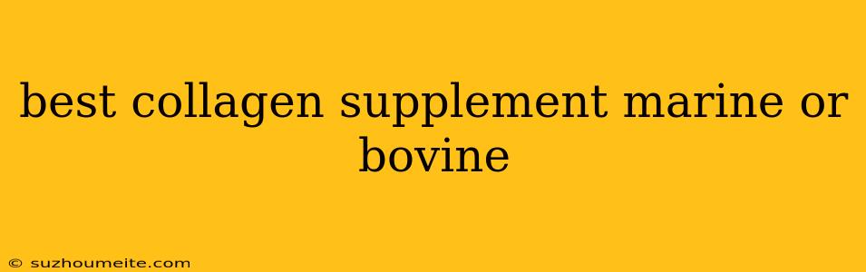 Best Collagen Supplement Marine Or Bovine