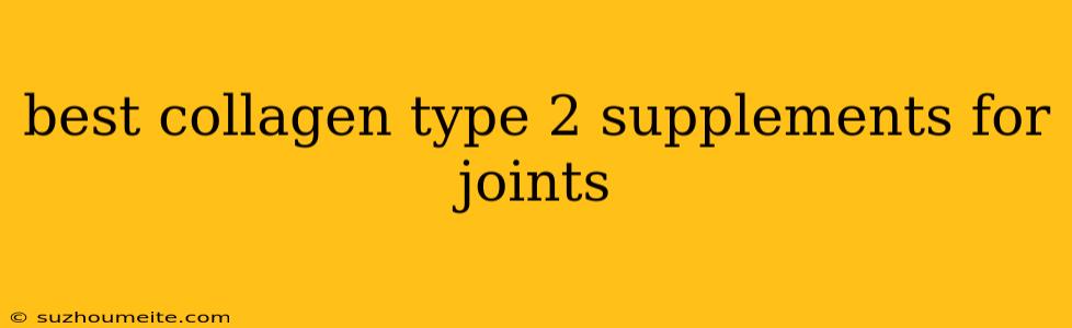 Best Collagen Type 2 Supplements For Joints