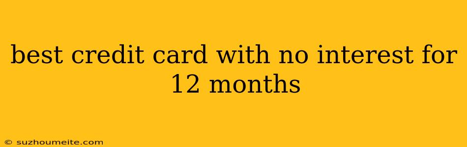 Best Credit Card With No Interest For 12 Months