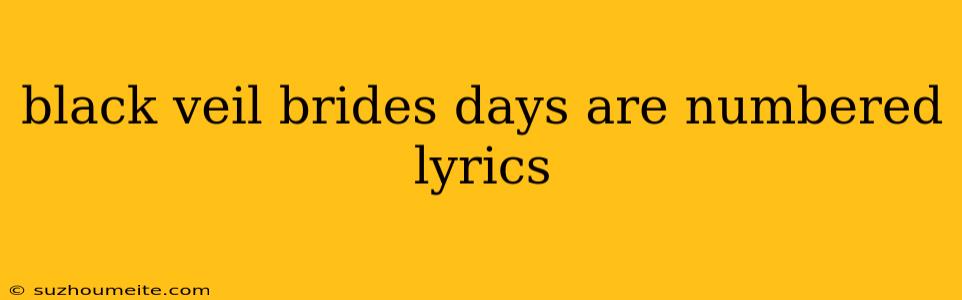 Black Veil Brides Days Are Numbered Lyrics