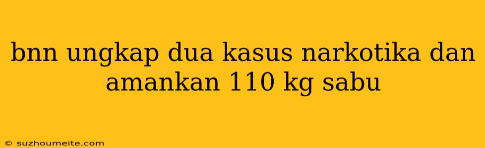 Bnn Ungkap Dua Kasus Narkotika Dan Amankan 110 Kg Sabu