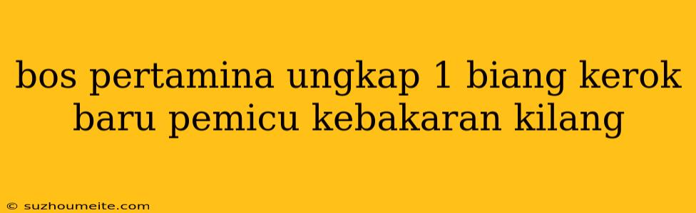 Bos Pertamina Ungkap 1 Biang Kerok Baru Pemicu Kebakaran Kilang