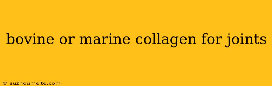 Bovine Or Marine Collagen For Joints