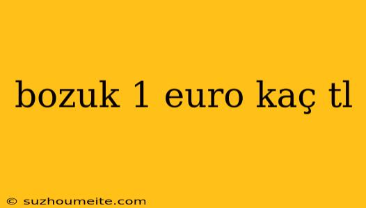 Bozuk 1 Euro Kaç Tl