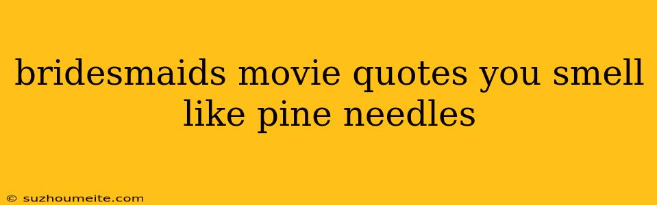 Bridesmaids Movie Quotes You Smell Like Pine Needles