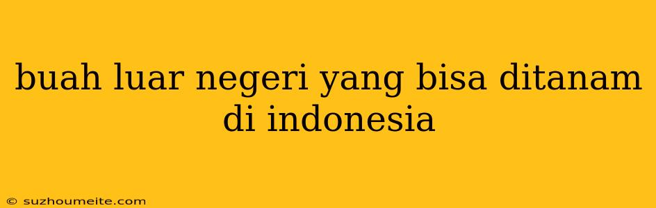 Buah Luar Negeri Yang Bisa Ditanam Di Indonesia