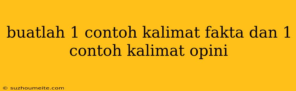 Buatlah 1 Contoh Kalimat Fakta Dan 1 Contoh Kalimat Opini