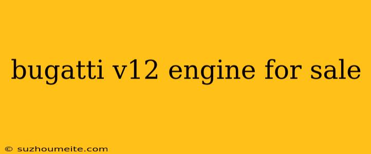 Bugatti V12 Engine For Sale