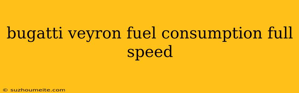 Bugatti Veyron Fuel Consumption Full Speed